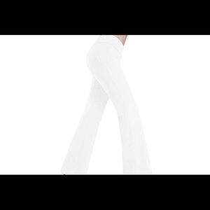 White boot cut spandex polyester pants flex to fit